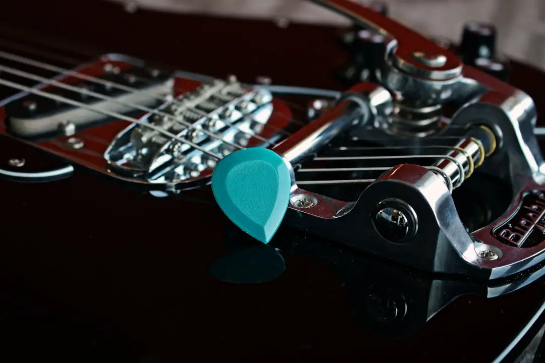 blue green and red guitar pick